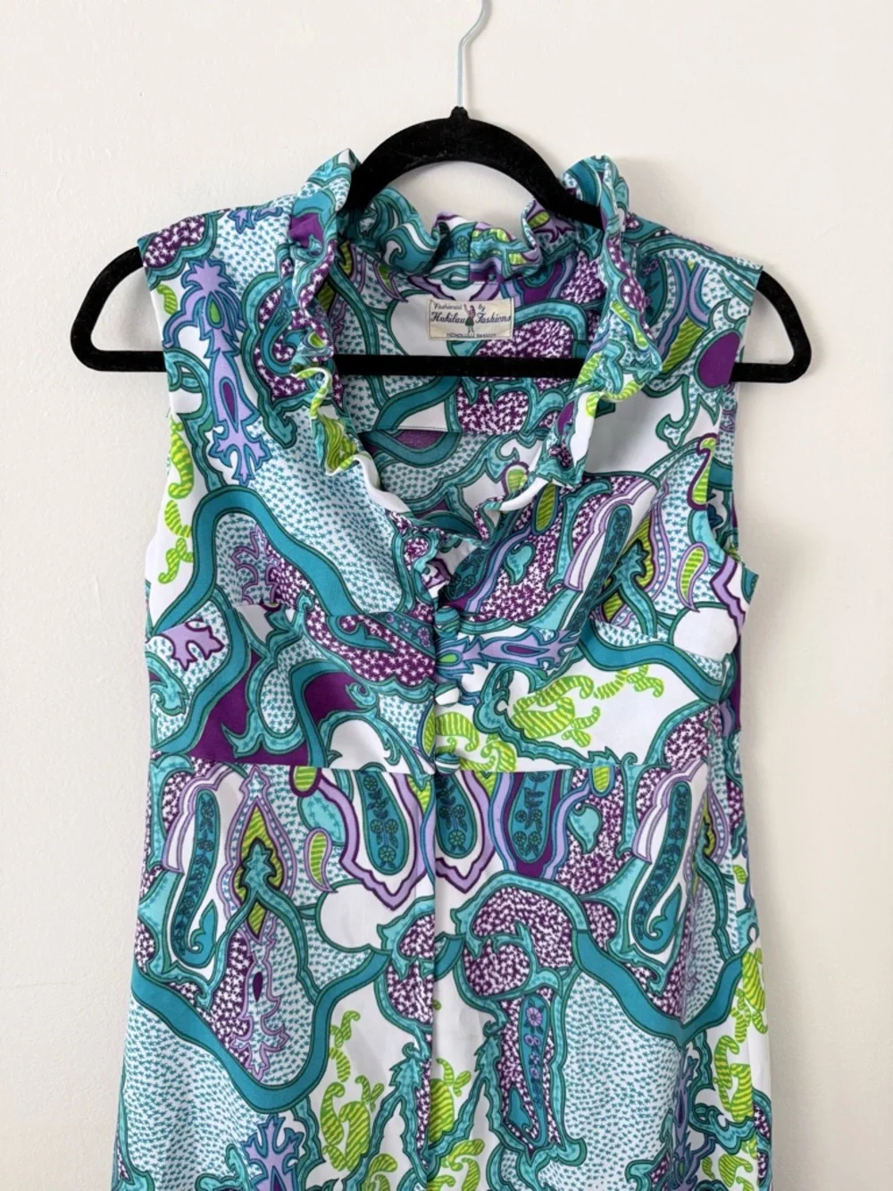 Vintage Hukilau Fashions Authentic Hawaiian Maxi Dress Size M
Teal Purpl Paisley - Picture 3 of 13